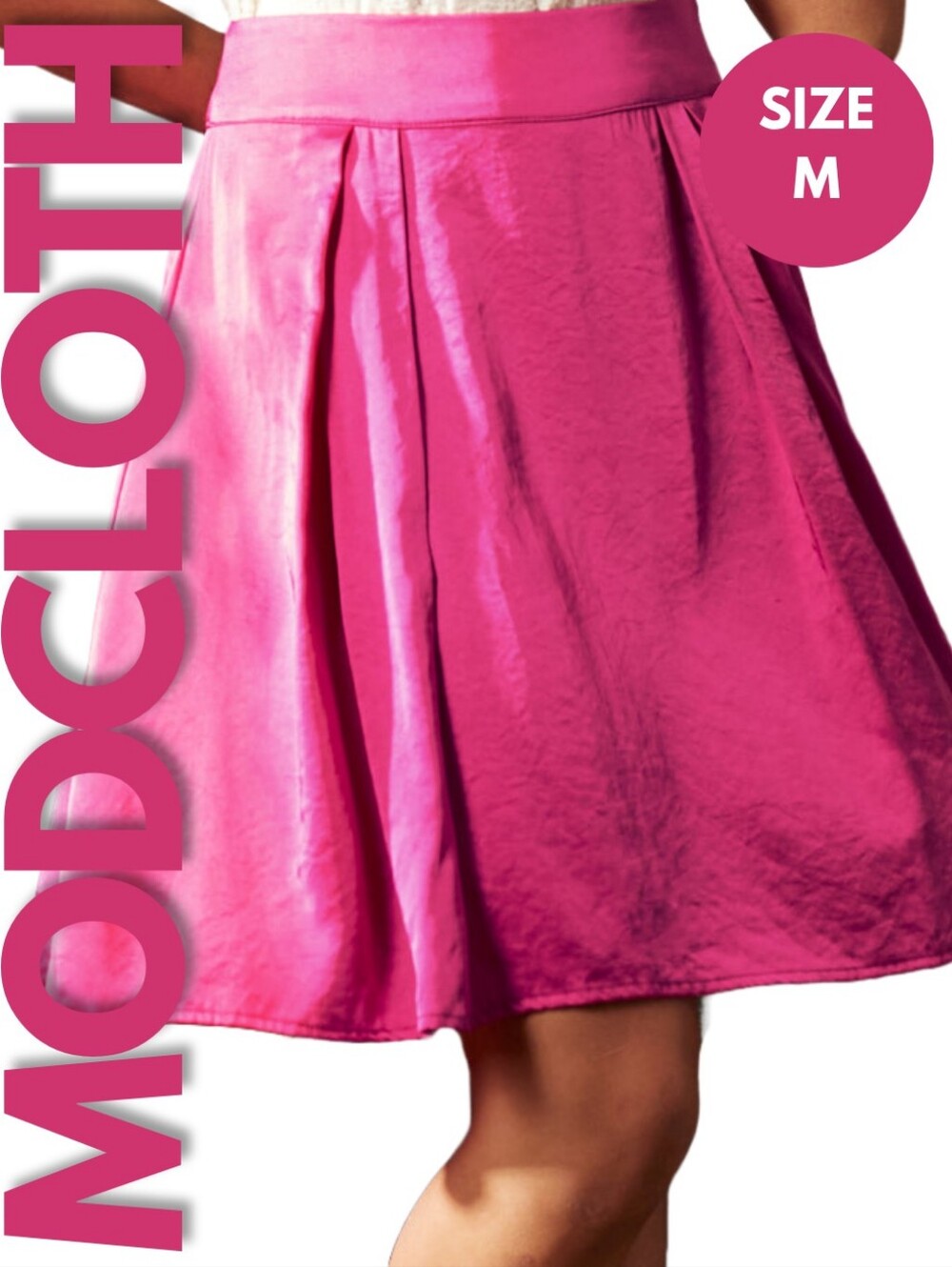 NWT ModCloth Everyday Enchantment Magenta Pleated Skirt Size L